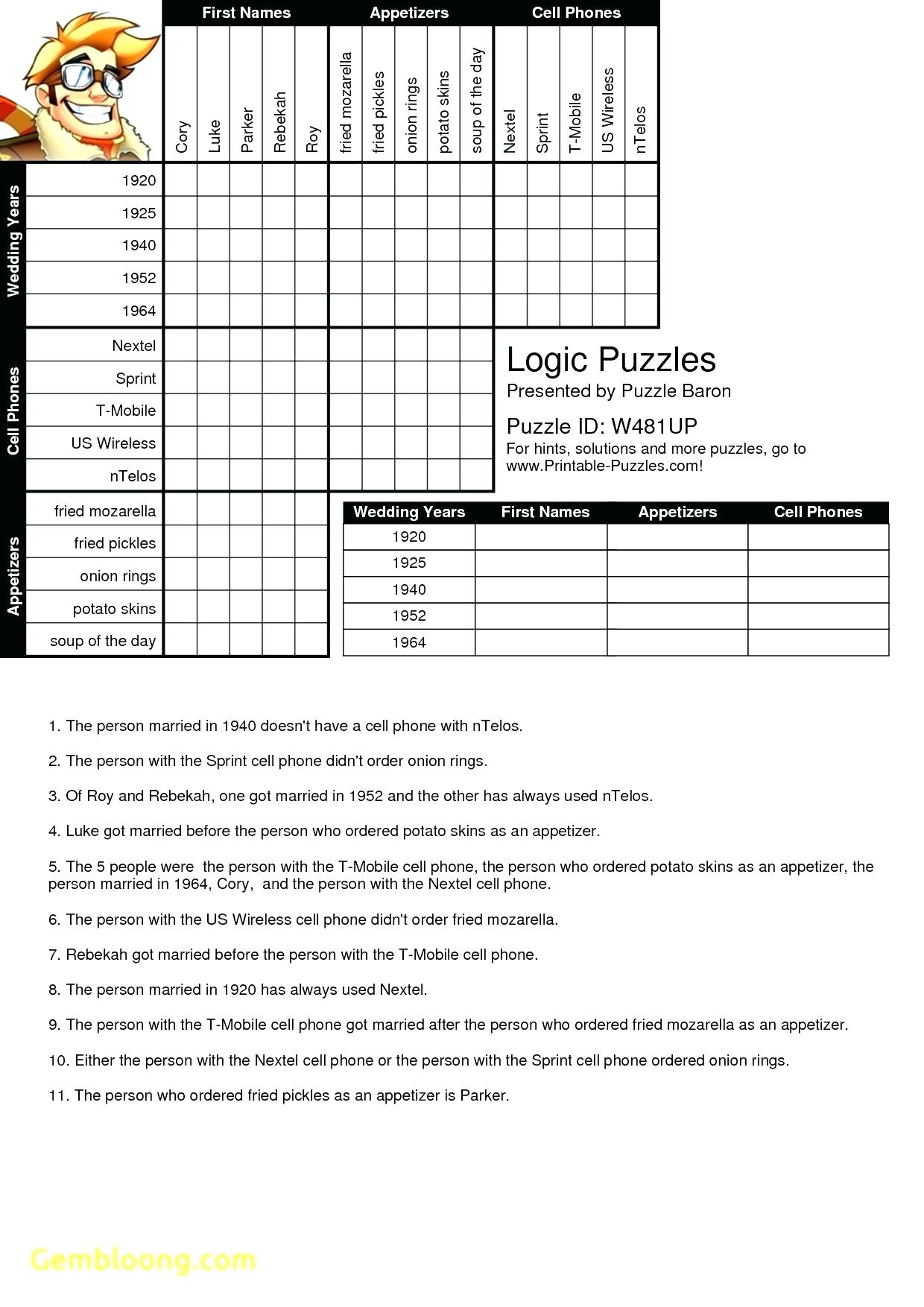 56 Worksheet Logic Puzzles Printable 25