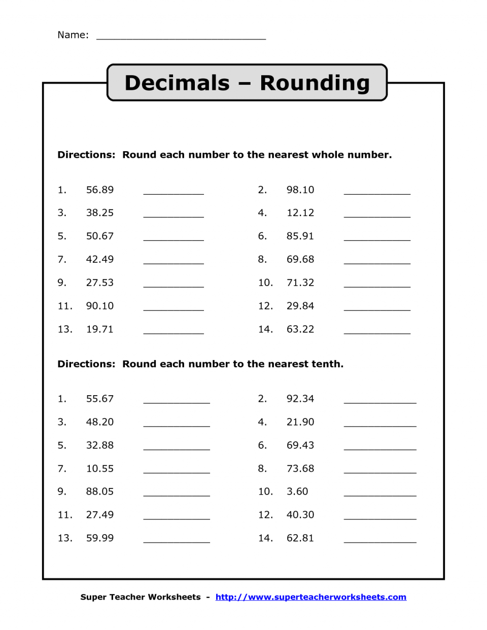 60+ Customizable Worksheets For Rounding Numbers 42