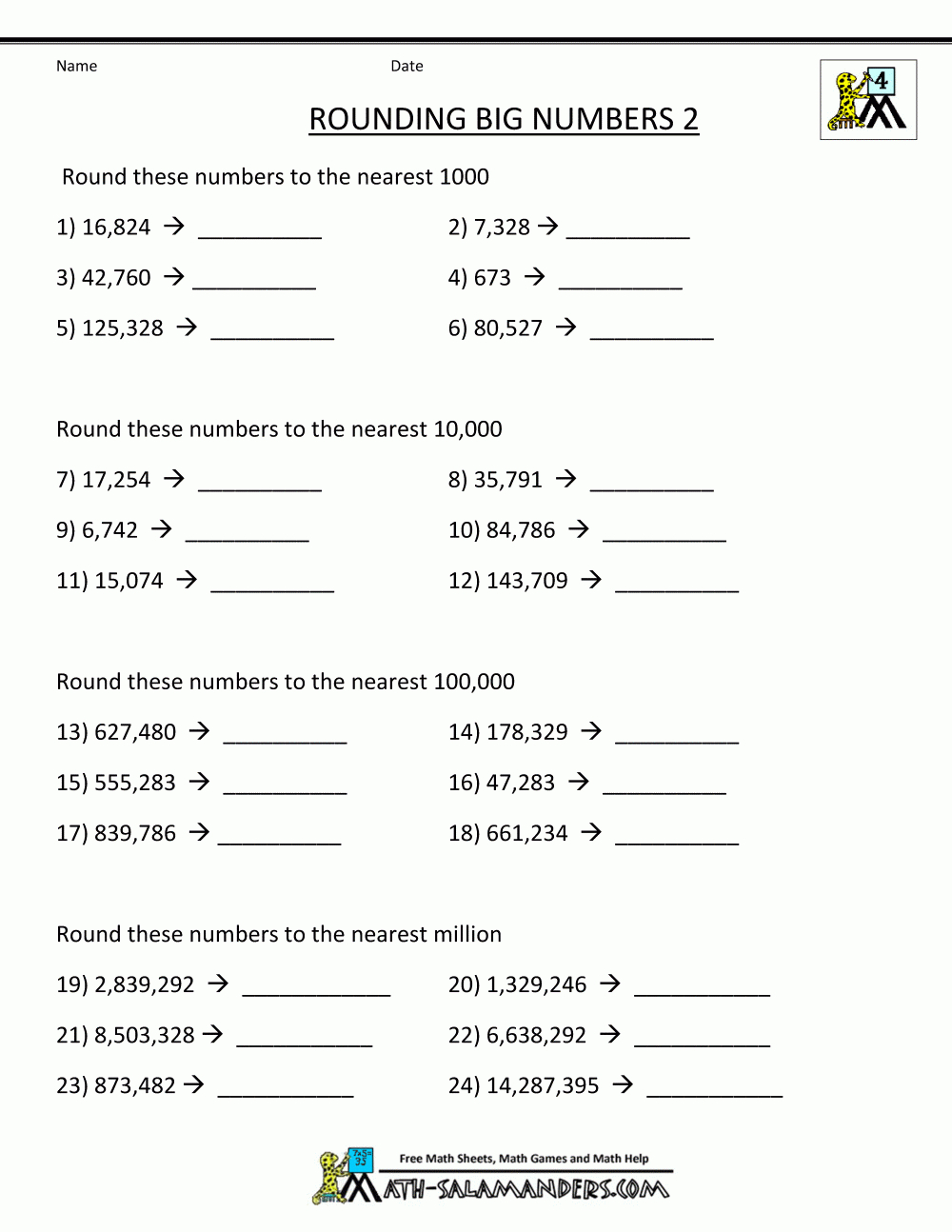 60+ Customizable Worksheets For Rounding Numbers 6