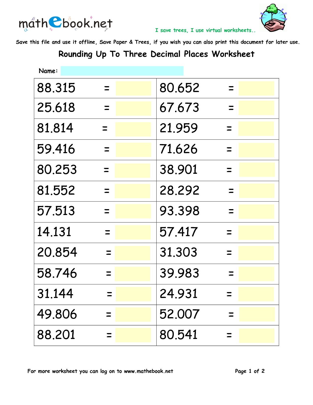 60+ Customizable Worksheets For Rounding Numbers 71