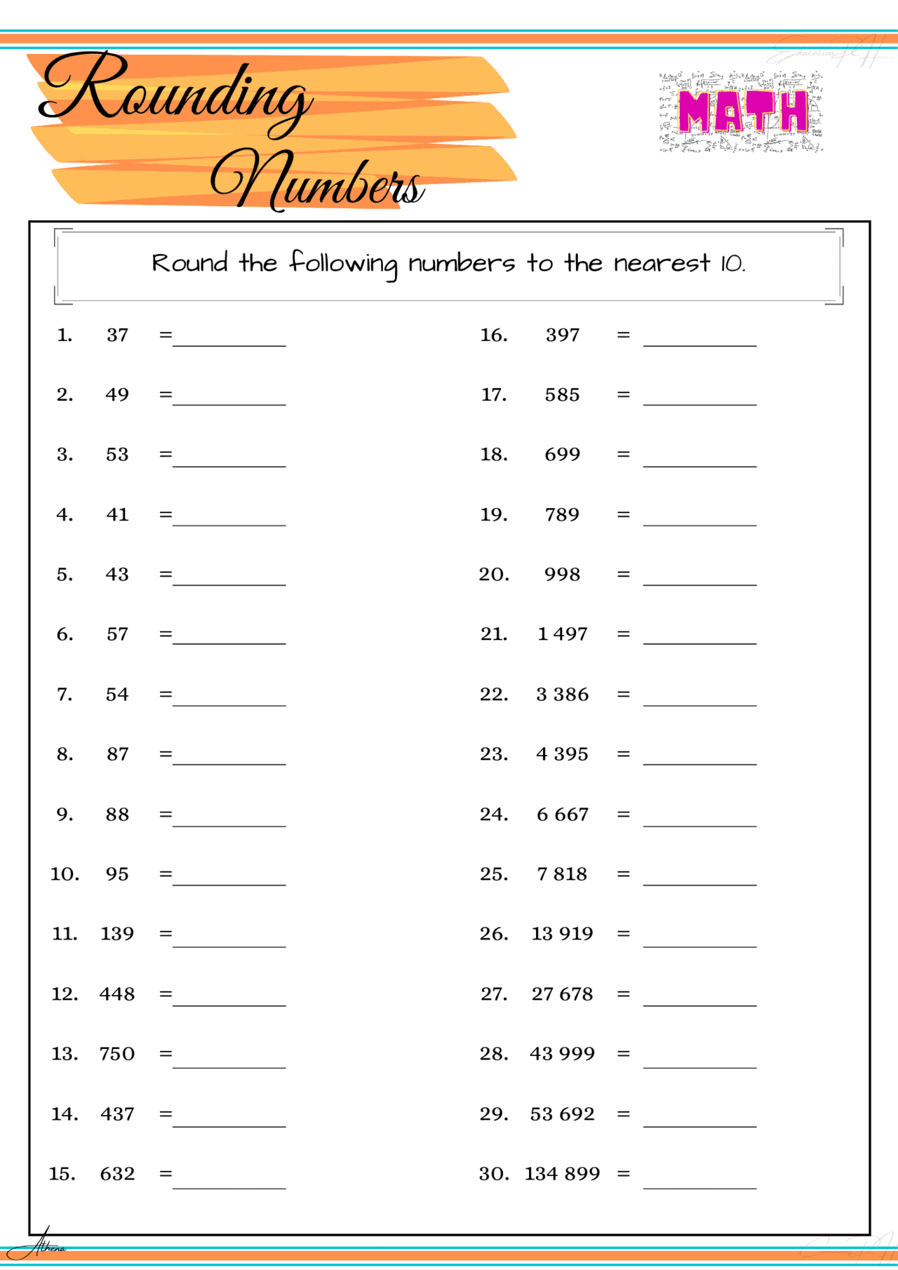 60+ Customizable Worksheets For Rounding Numbers 76