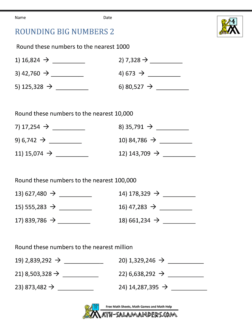 60+ Customizable Worksheets For Rounding Numbers 77