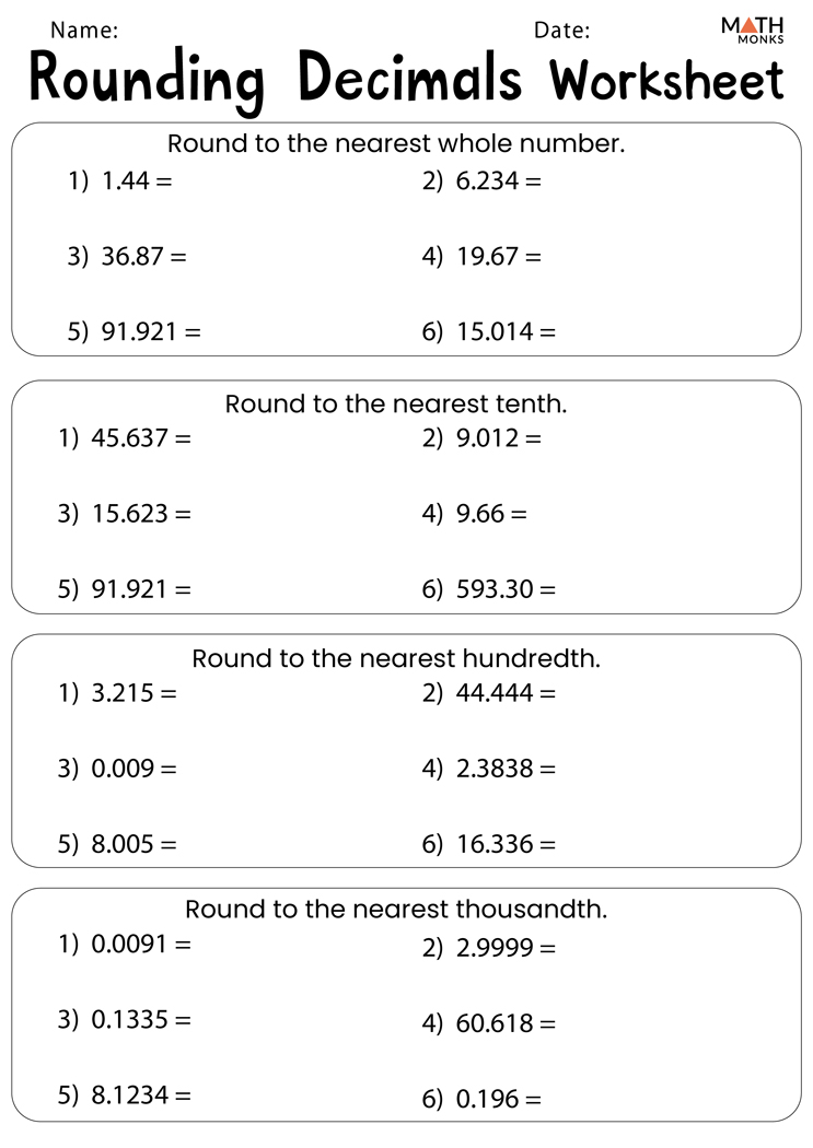 60+ Customizable Worksheets For Rounding Numbers 93