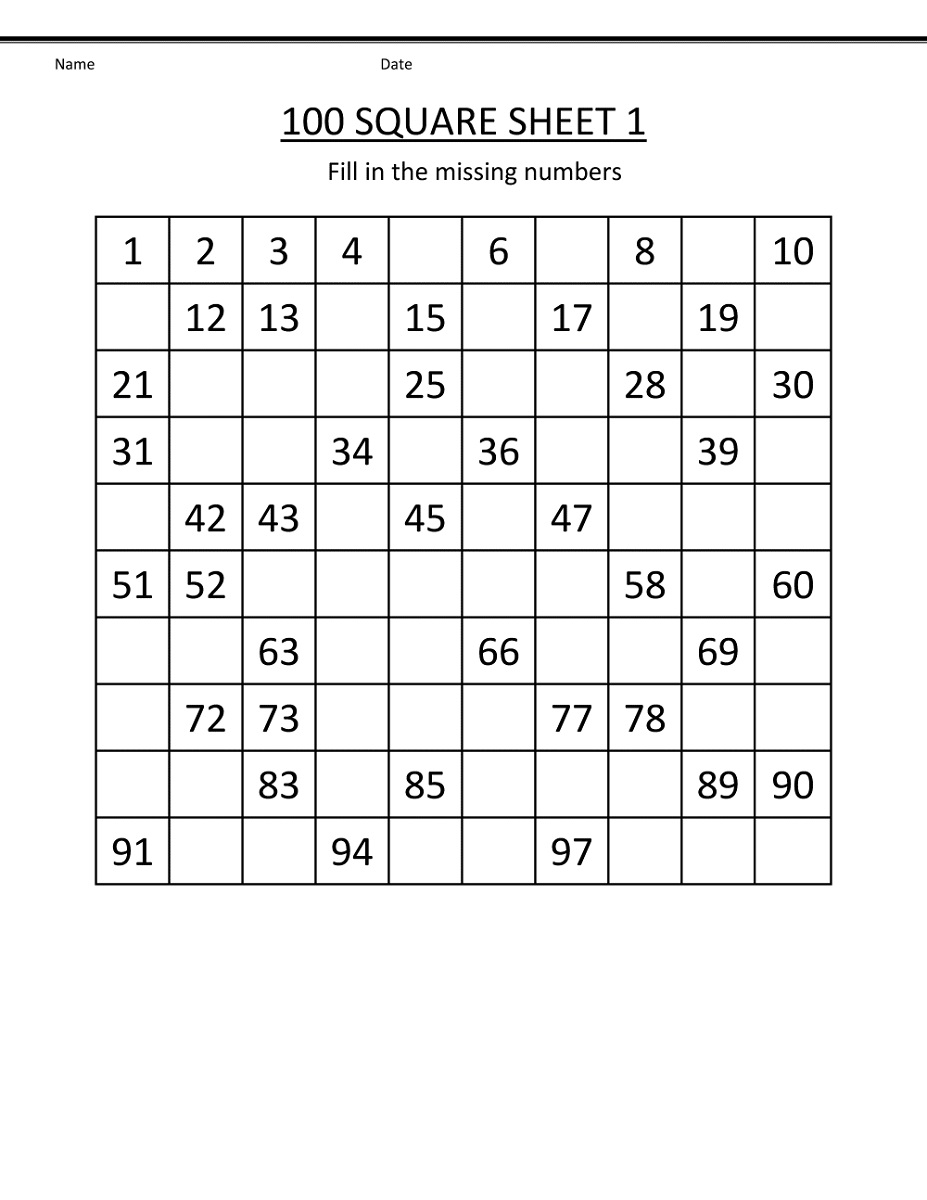 Best Worksheet With Numbers 1-100 28