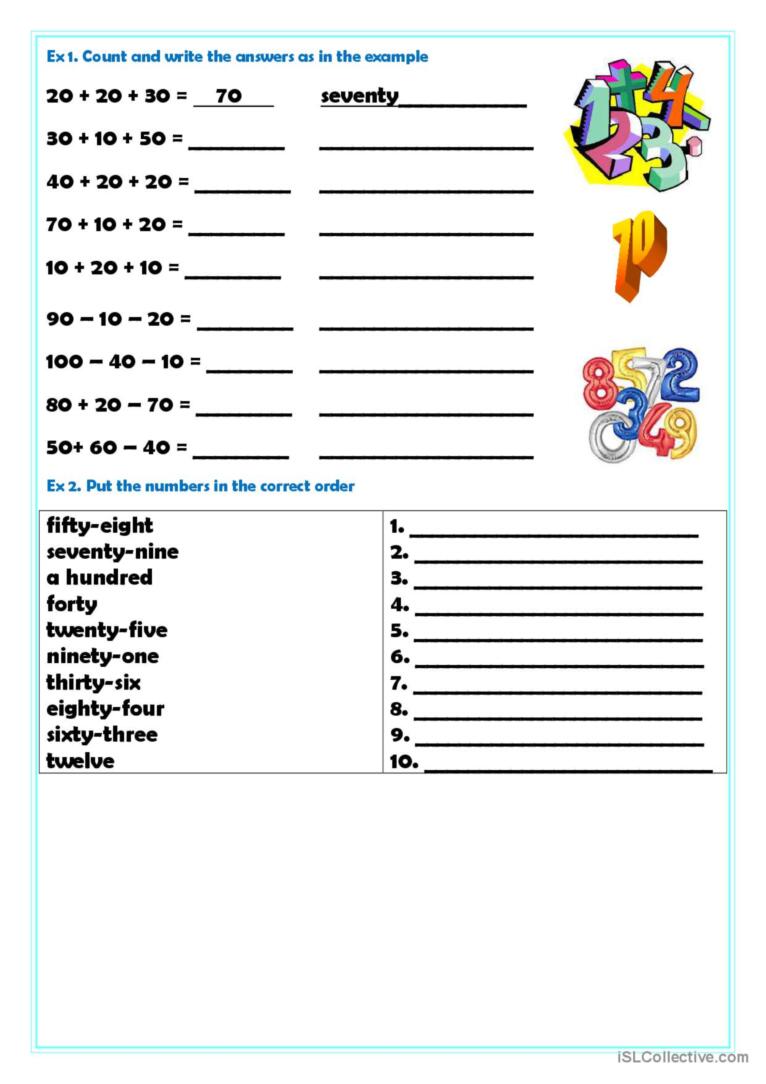 Best Worksheet With Numbers 1-100 3