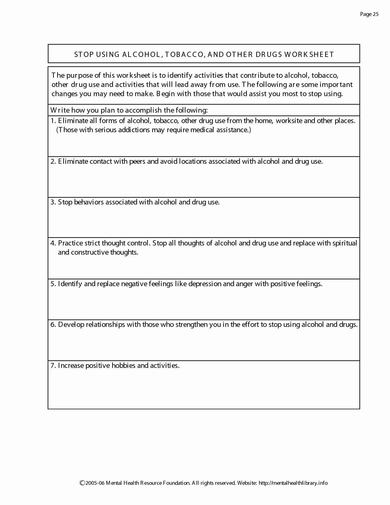 Interactive 60+ Worksheets For Substance Abuse 16