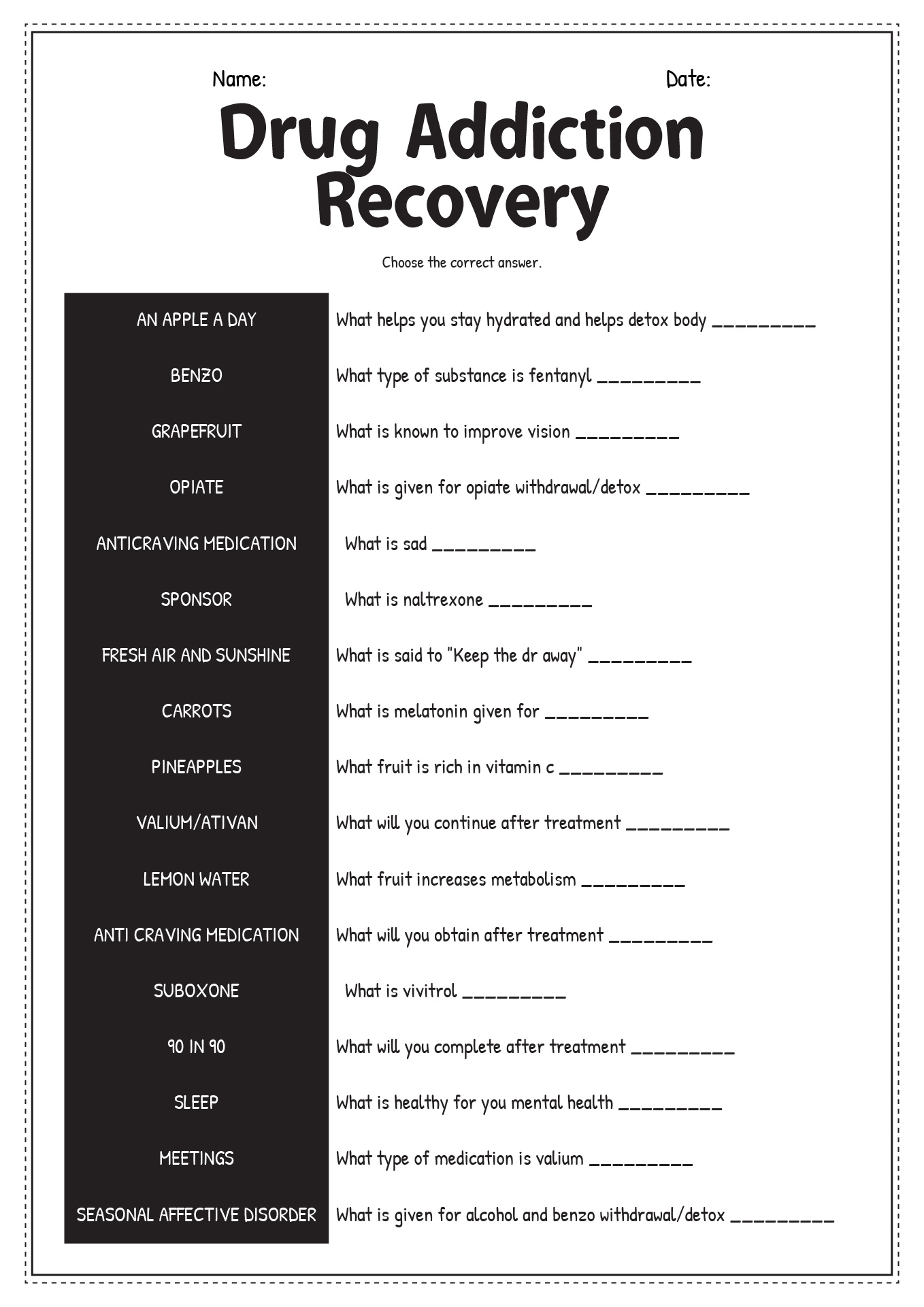 Interactive 60+ Worksheets For Substance Abuse 18