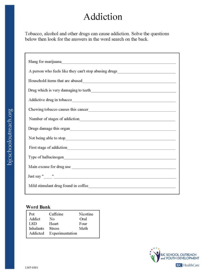 Interactive 60+ Worksheets For Substance Abuse 36