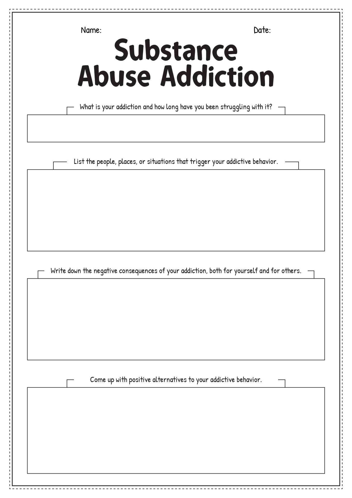 Interactive 60+ Worksheets For Substance Abuse 38