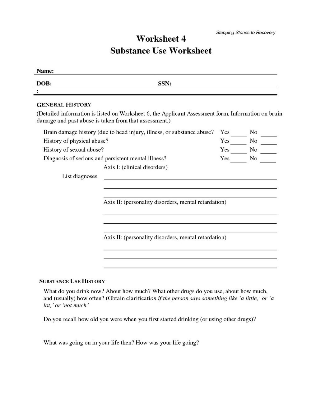 Interactive 60+ Worksheets For Substance Abuse 45