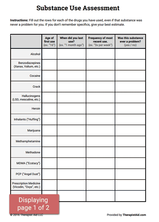 Interactive 60+ Worksheets For Substance Abuse 61