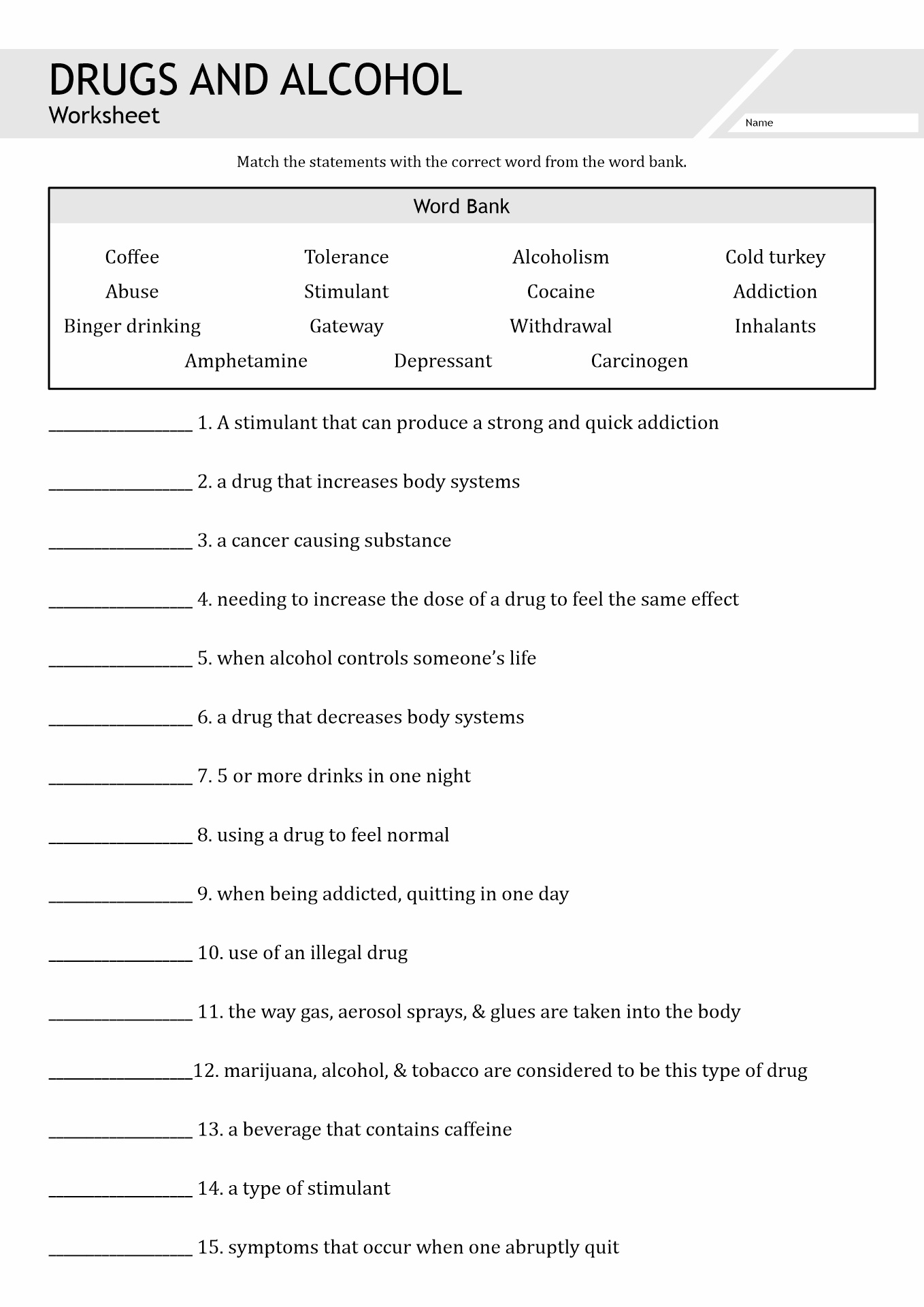 Interactive 60+ Worksheets For Substance Abuse 63