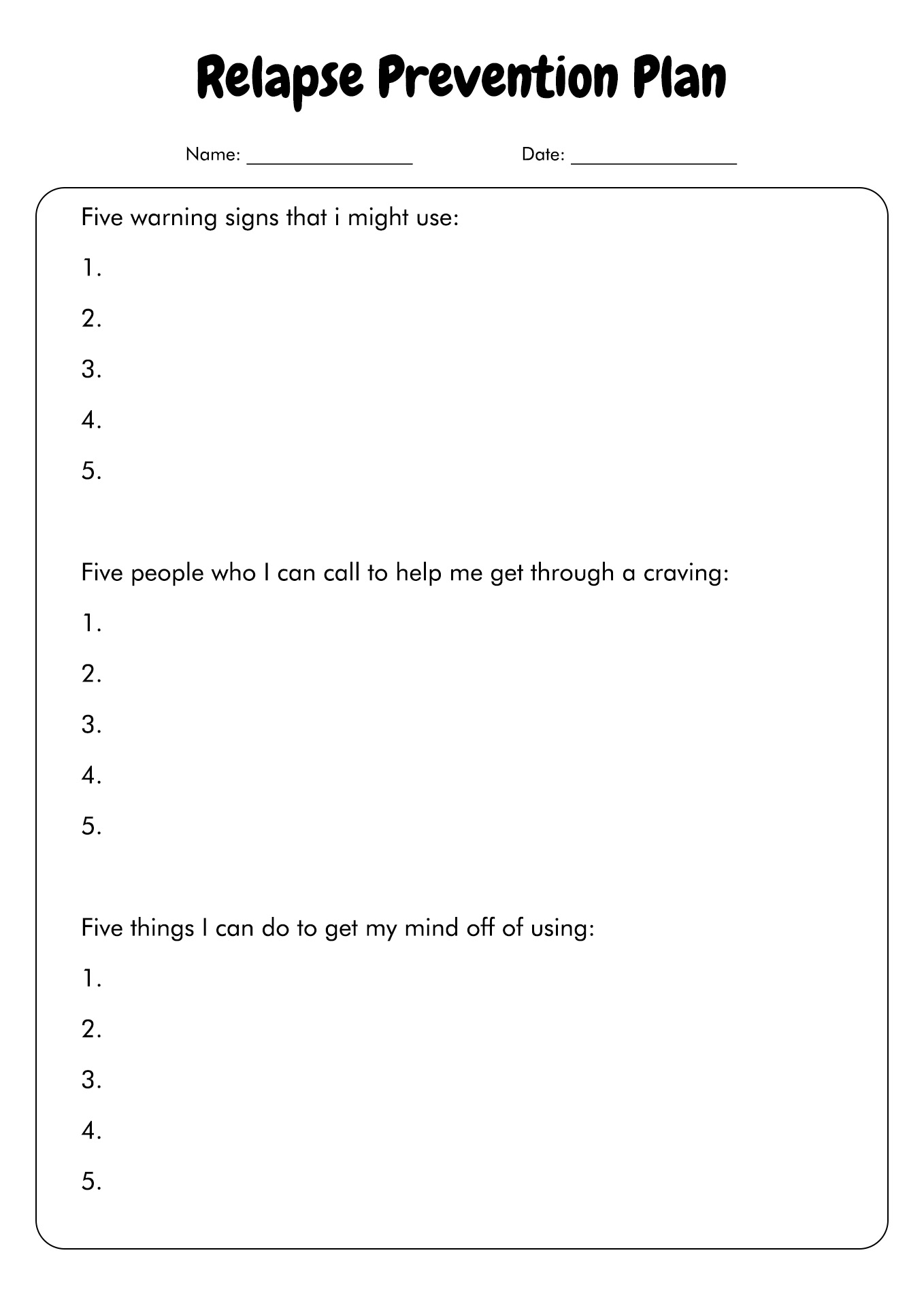 Interactive 60+ Worksheets For Substance Abuse 7