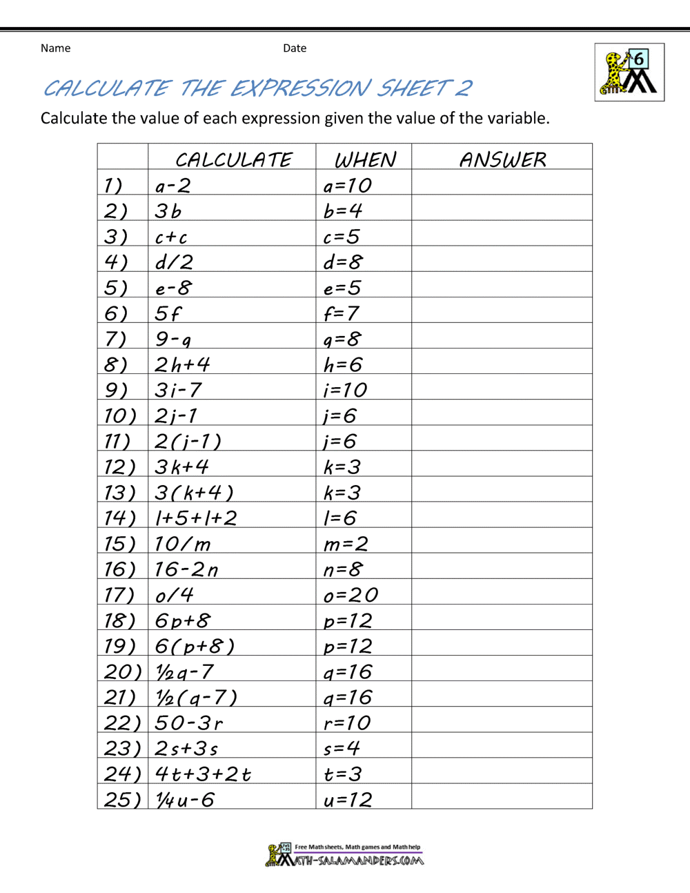 Interactive Worksheets For Sixth Graders 20