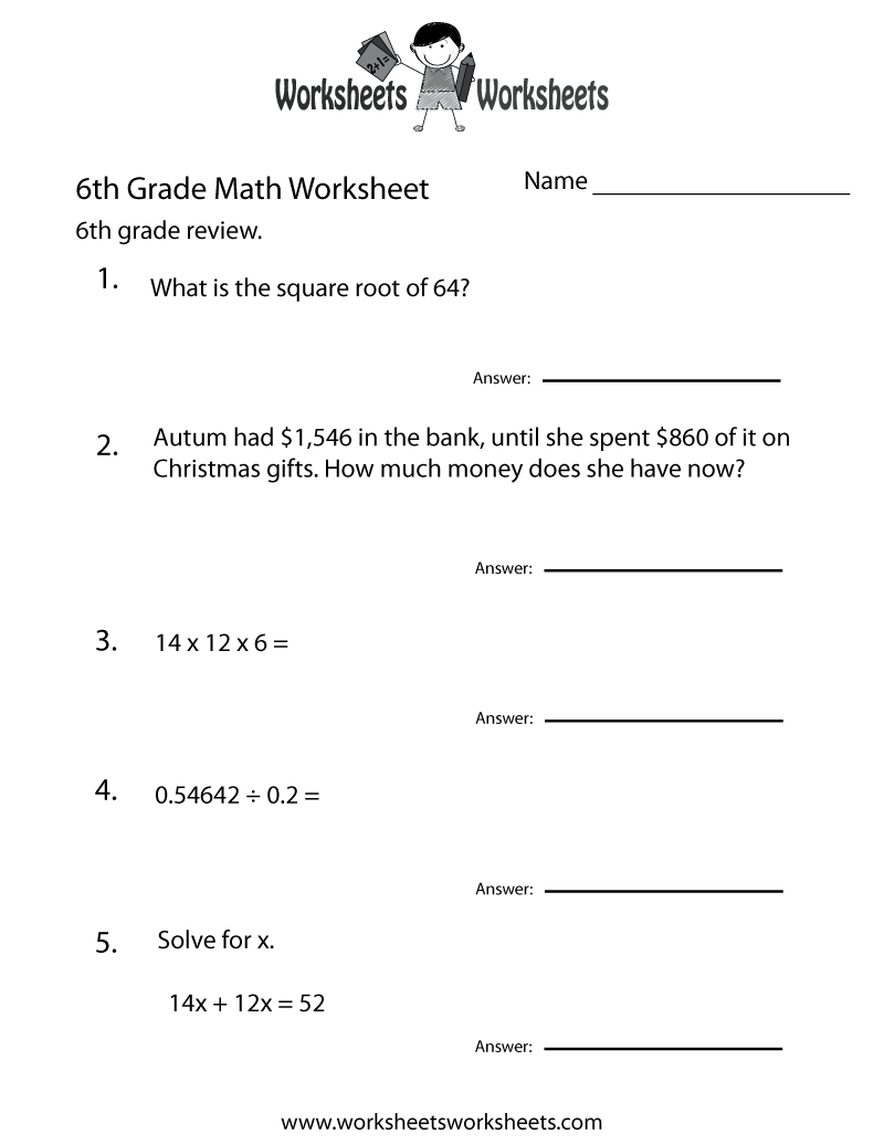 Interactive Worksheets For Sixth Graders 9