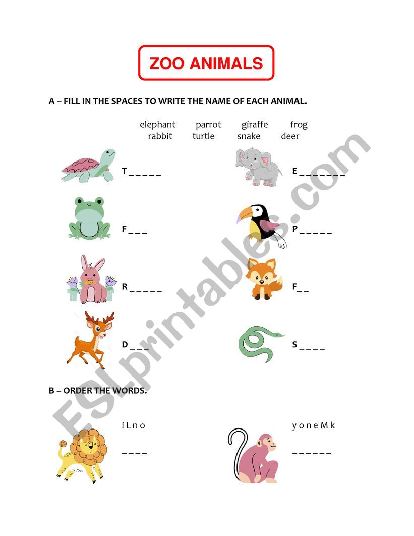 Printable Zoo Animals Worksheets Pdf 12