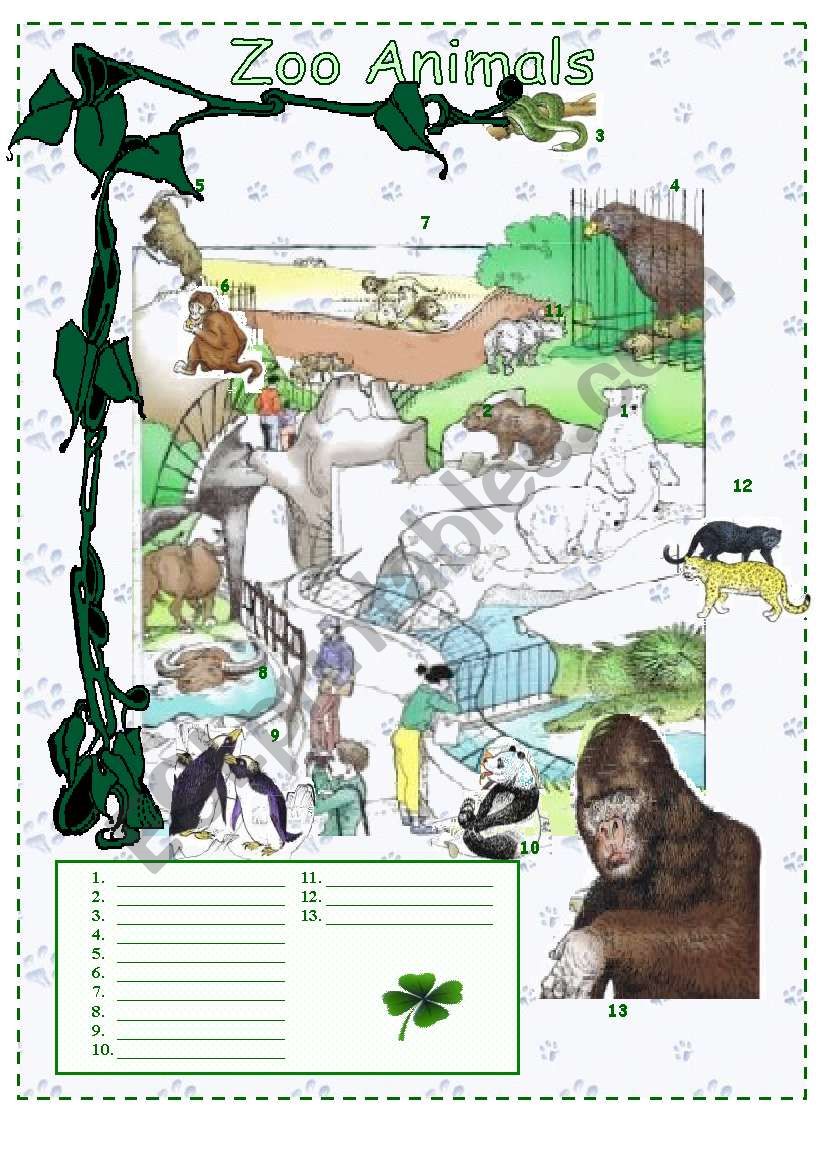 Printable Zoo Animals Worksheets Pdf 8