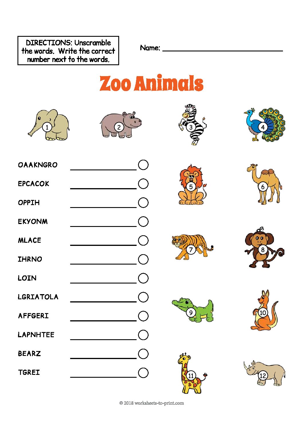 Printable Zoo Animals Worksheets Pdf 83