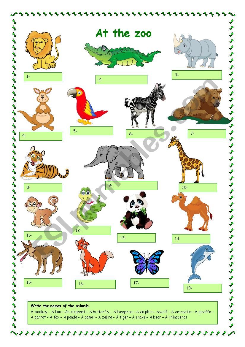 Printable Zoo Animals Worksheets Pdf 84