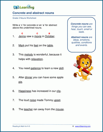 Worksheet On Abstract Nouns 11