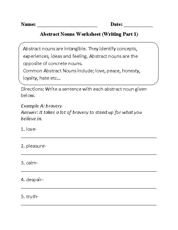 Worksheet On Abstract Nouns 13