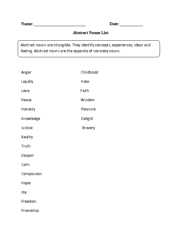 Worksheet On Abstract Nouns 35