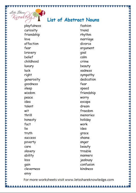 Worksheet On Abstract Nouns 37