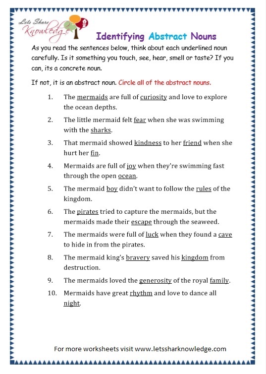 Worksheet On Abstract Nouns 57