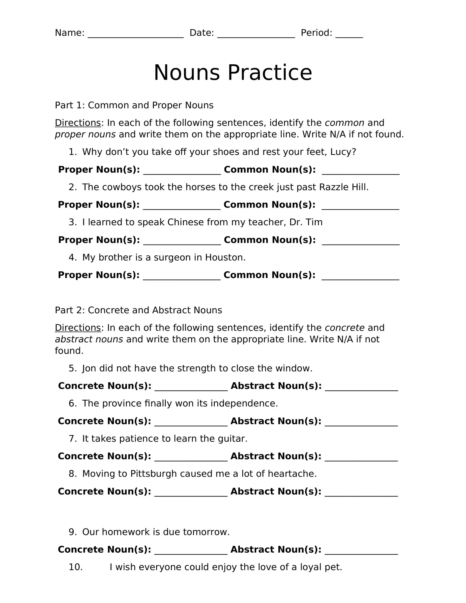 Worksheet On Abstract Nouns 59