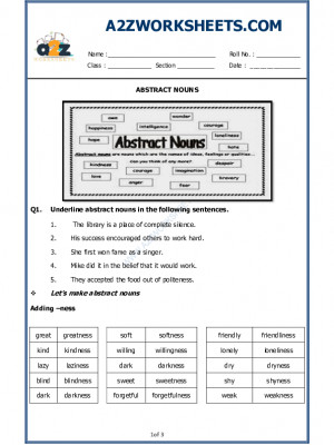 Worksheet On Abstract Nouns 60