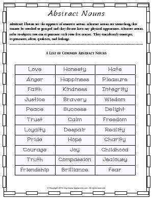 Worksheet On Abstract Nouns 61