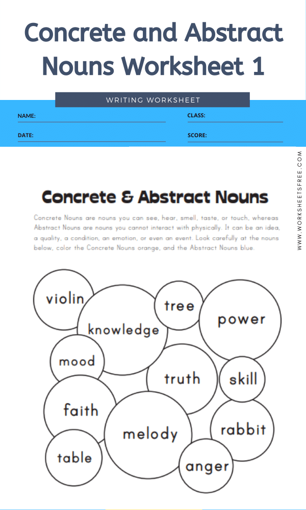 Worksheet On Abstract Nouns 8