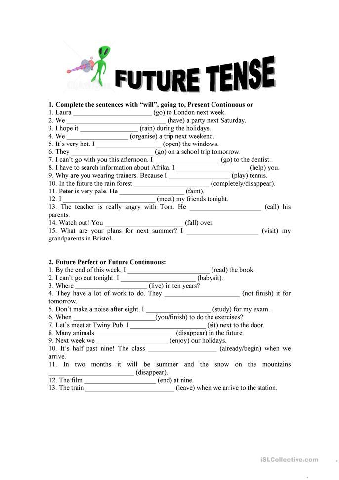 Worksheet On Future Tense 19