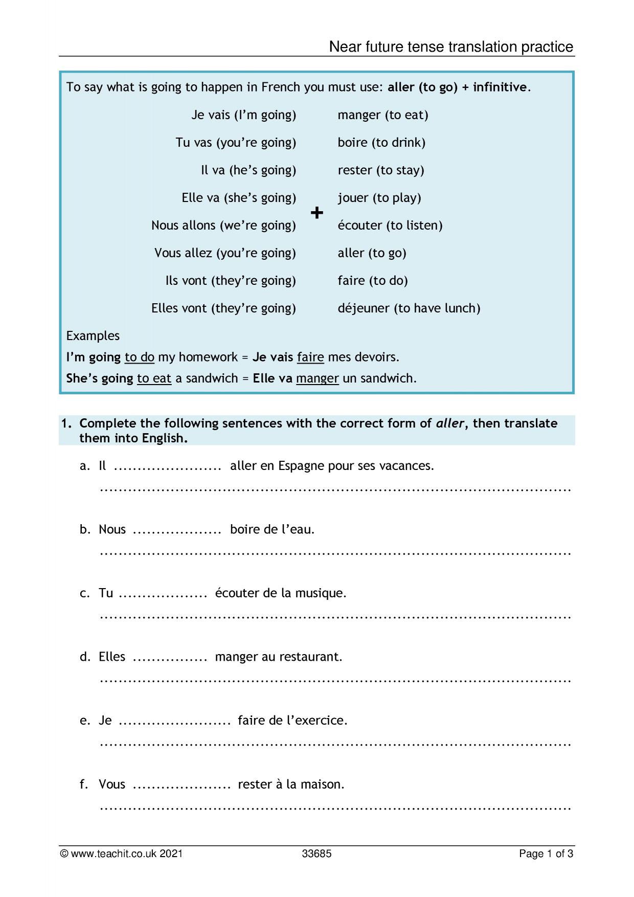 Worksheet On Future Tense 33