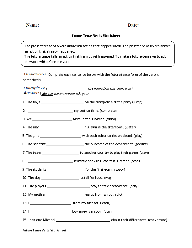 Worksheet On Future Tense 36