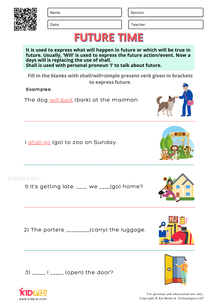 Worksheet On Future Tense 5