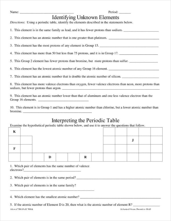 Worksheet Periodic Table Trends 43