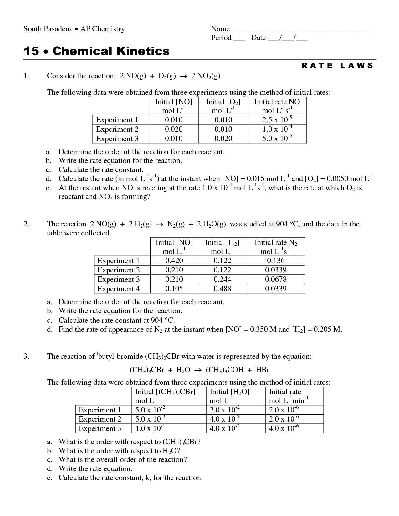 Worksheet Reaction Rates Answers 11