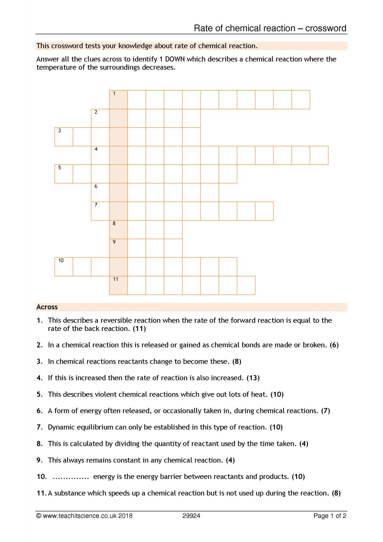 Worksheet Reaction Rates Answers 27