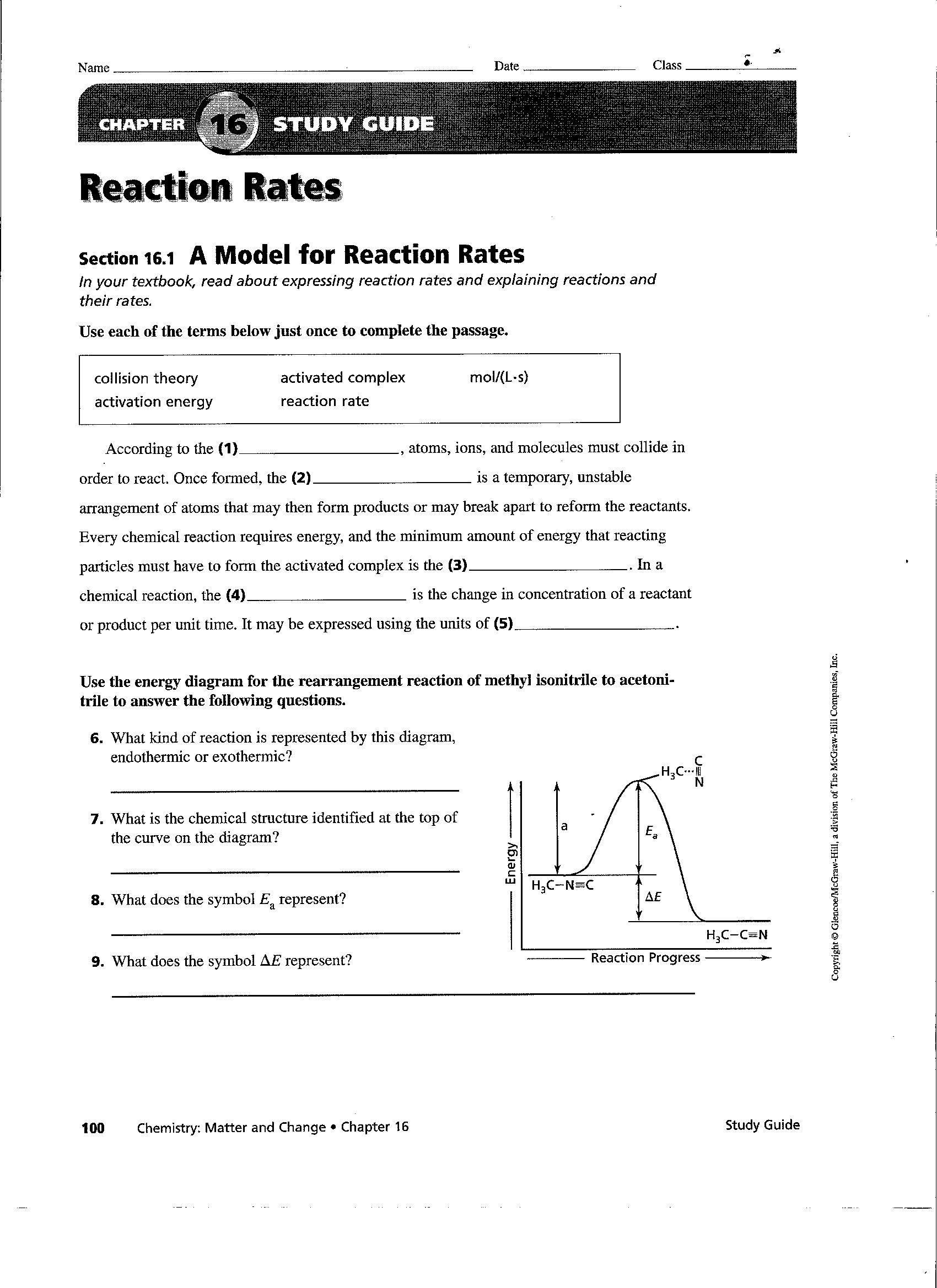 Worksheet Reaction Rates Answers 28