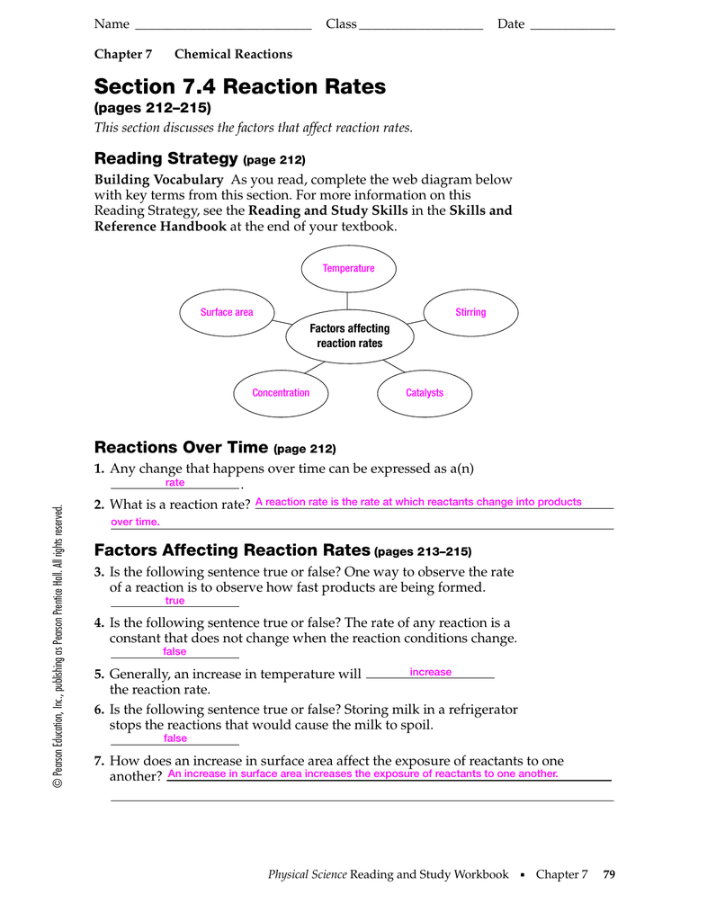 Worksheet Reaction Rates Answers 31