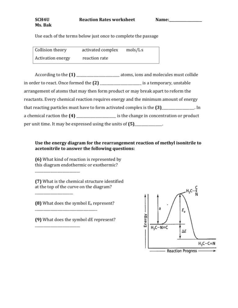 Worksheet Reaction Rates Answers 39