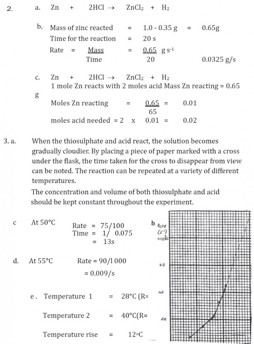 Worksheet Reaction Rates Answers 5