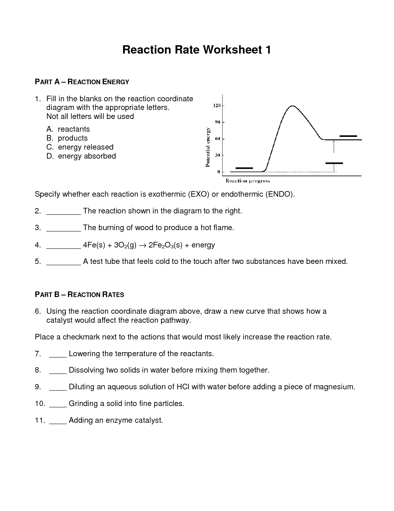 Worksheet Reaction Rates Answers 6