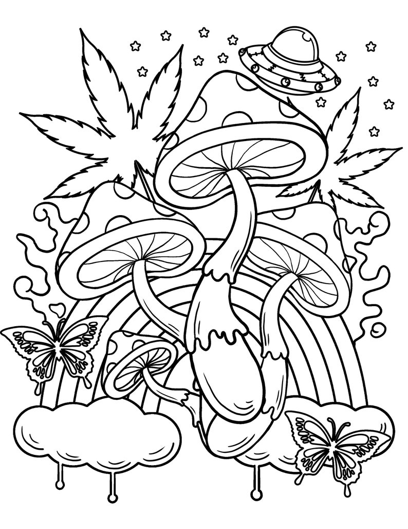 90 Printable Trippy Mushroom Coloring Pages 73