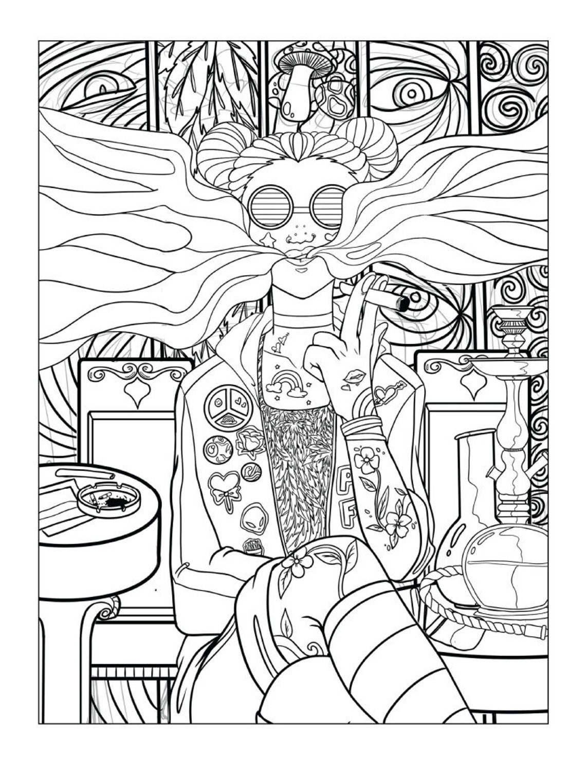 90 Psychedelic Coloring Pages For Adults 1