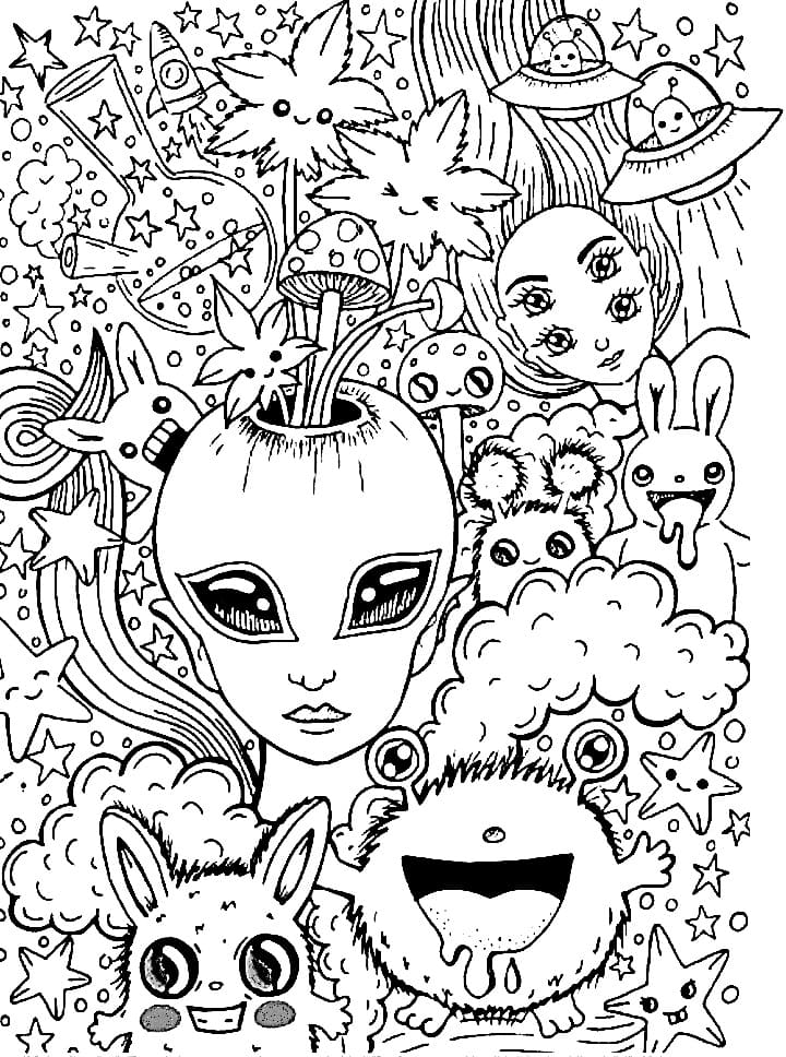 90 Psychedelic Coloring Pages For Adults 66