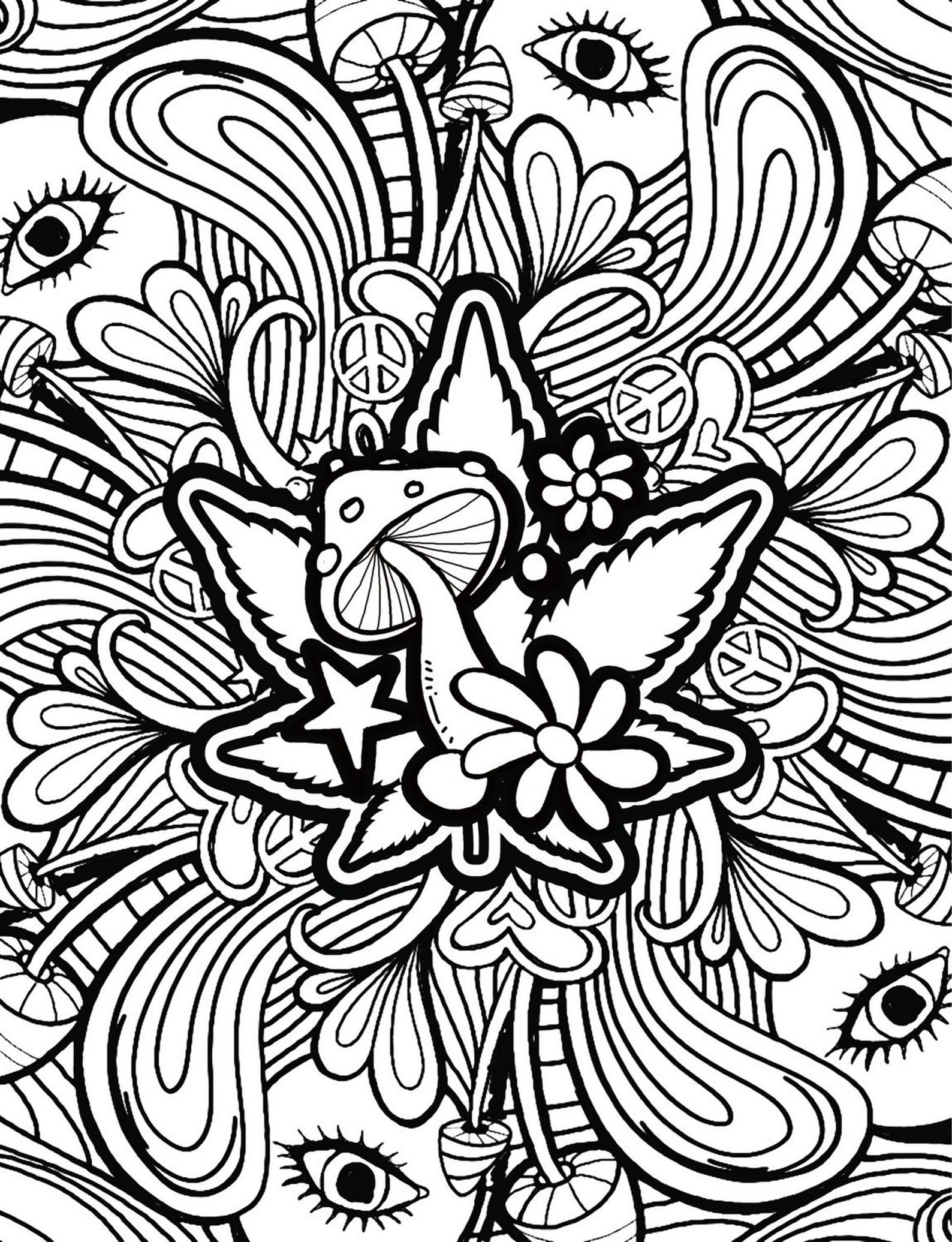 90 Trippy Hippie Coloring Pages 22