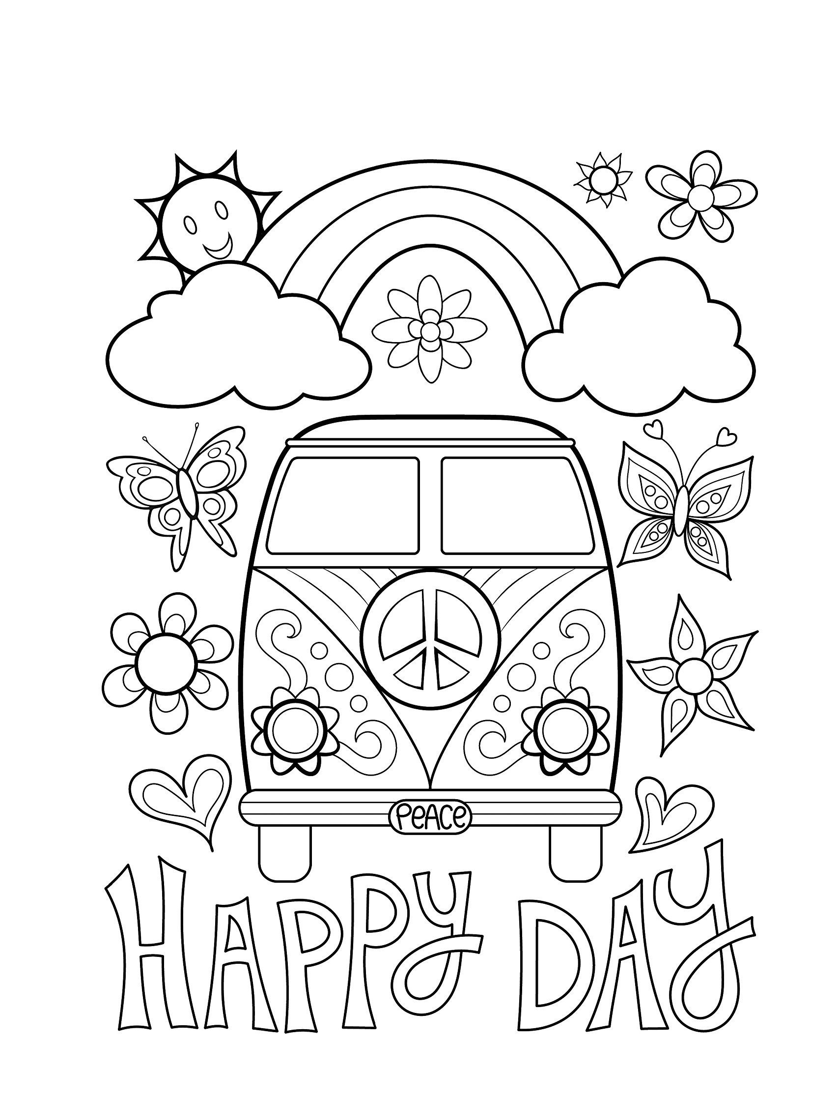 90 Trippy Hippie Coloring Pages 25