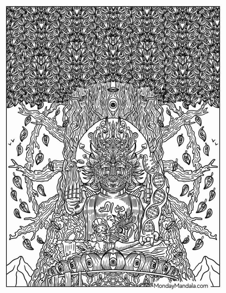 90 Trippy Hippie Coloring Pages 51